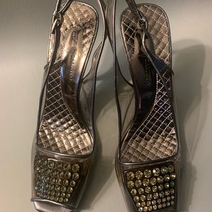 Vince Camuto clear Zora stiletto slingback heels with rhinestones 9.5